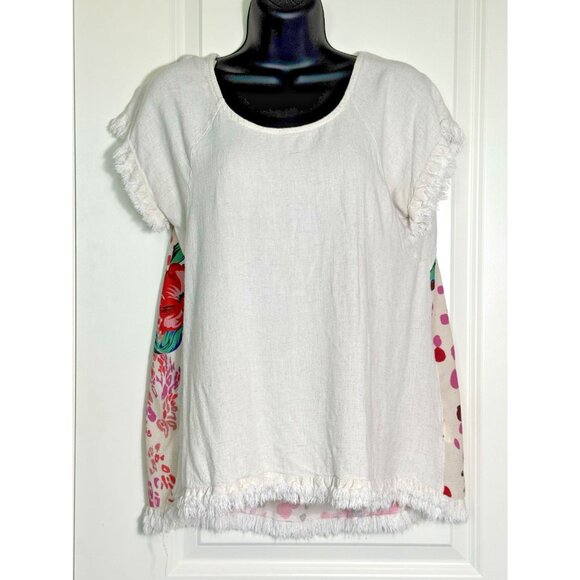 Umgee USA Tops - Umgee USA Womens Size S Linen Cotton Blend Floral Print Fringe Tunic Top